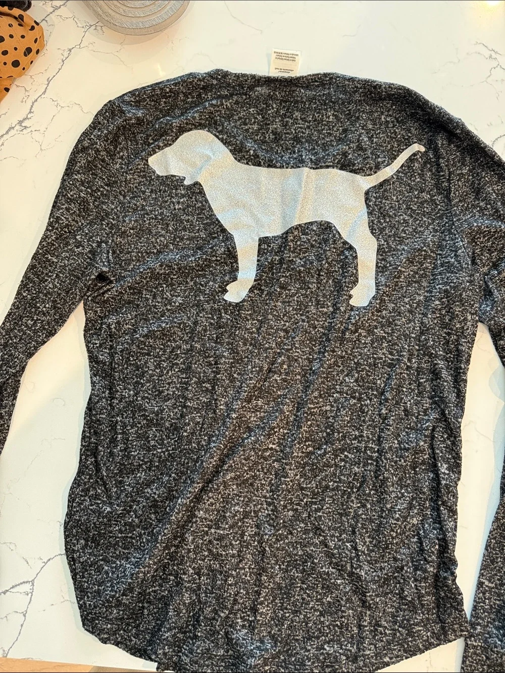 PINK Victoria's Secret Charcoal Marled Long Sleeve Pajama Set